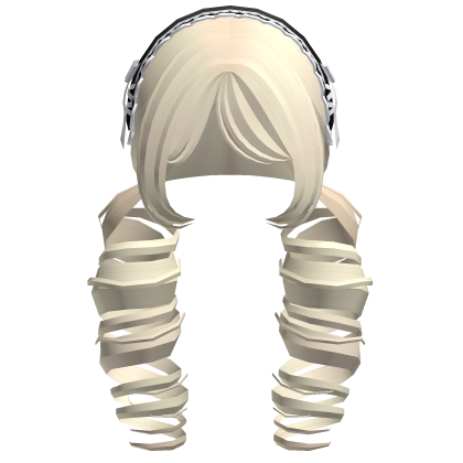 ꒰Cute Blonde Tea Curly Pigtails w/ Black Headband Roblox item