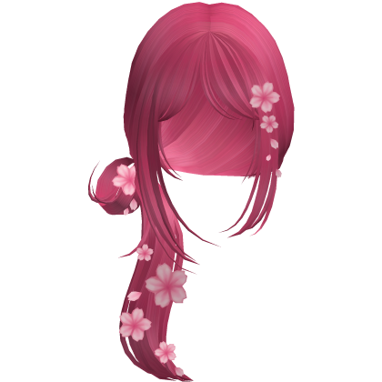 Sakura Blossom Side Ponytail Bun Hair (Hot Pink) Roblox item