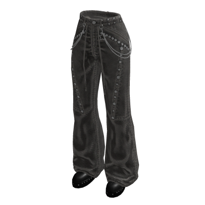 Baggy Pants with Curved Seams (Black)