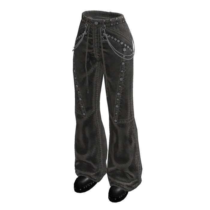 Baggy Pants with Curved Seams (Black)