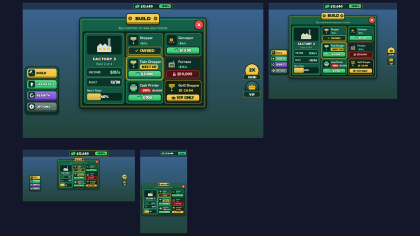 Tycoon UI Kit Cash Buttons Upgrade Shop HUD Panels preview 9