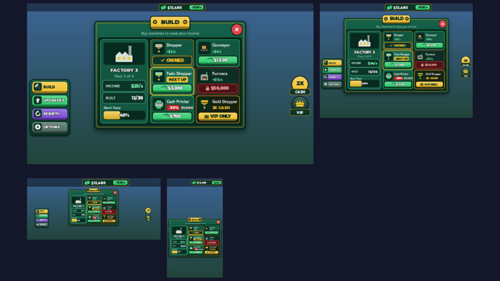 Tycoon UI Kit Cash Buttons Upgrade Shop HUD Panels preview 9