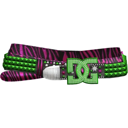 Y2K DC Scene Rhinestone 2000 Belt Green Pink Zebra | Roblox Item