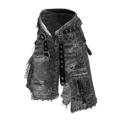 Black Y2K Washed Denim Baggy Cargo Pants [PBR]