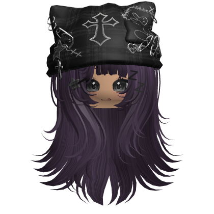 Purple Cross Beret Emo Girl Hair
