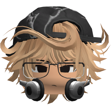 Grunge Moe Light Brown Wavy Hair /w Hat & Glasses