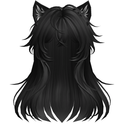 Straight Messy Anime Girl Cat Hair (Black) thumbnail