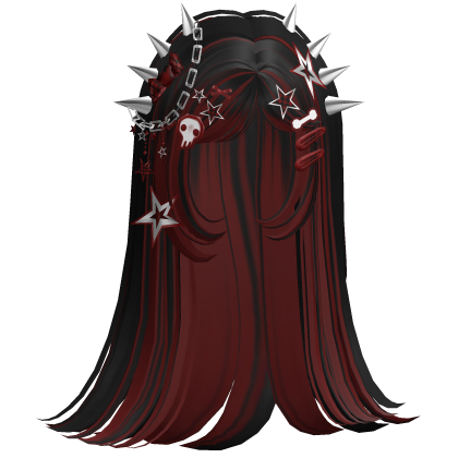 ♡ Scene Spiky Straight Hair (Black & Red)
