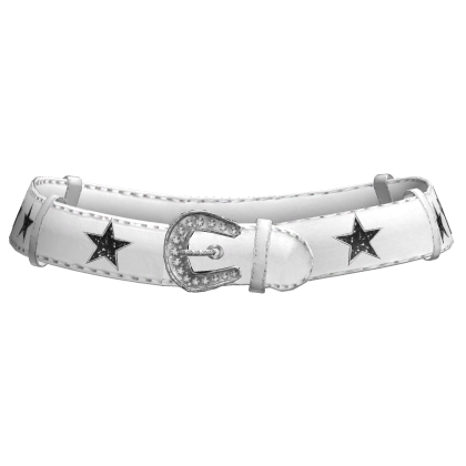 Star Y2K Mcbling White Low Belt In Black