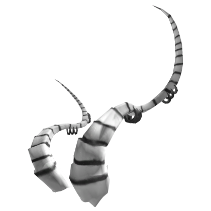 Big Curved Dragon Demon Horns w/ Rings - White