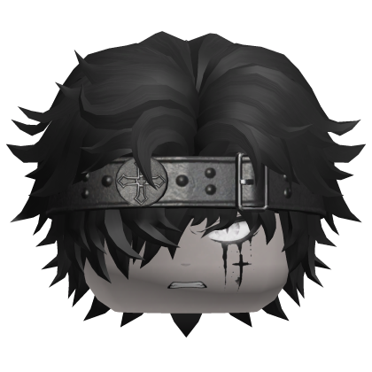 Black Messy Hair w/ Emo Studded Belt Eyepatch