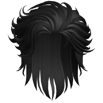 Swept Back Mullet Hair - Black
