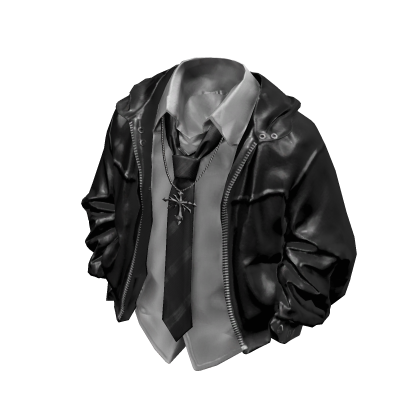 Y2K Grunge Leather Posed Jacket (Black)