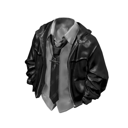 Y2K Grunge Leather Posed Jacket (Black) | Roblox Item - Rolimon's