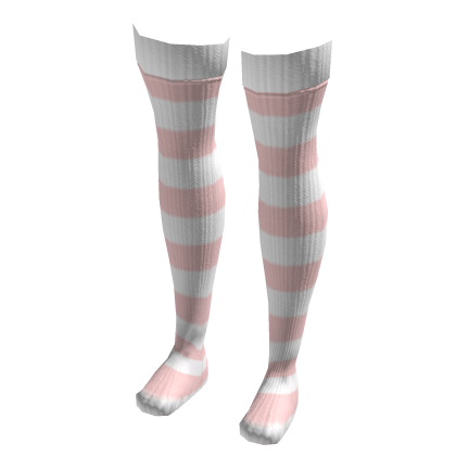 Thigh High Striped Pink Socks thumbnail