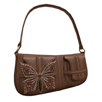 Butterfly Crystal Soft purse 2000s (Brown)