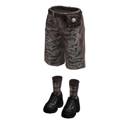 Denim Teared Stylish Jorts (Beige Brown)