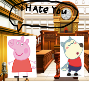 페파와 울푸가 법정에서 싸운다