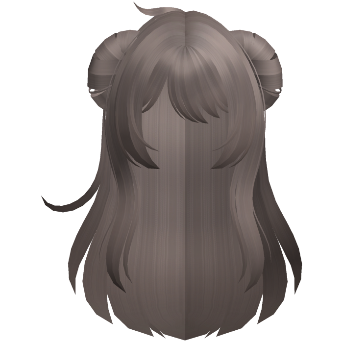 fluffy anime messy buns long hair ash brown