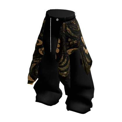 iBLOX - Black Y2K Gothic Eye Layered Baggy Pants