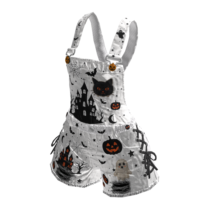 Girl Halloween Overalls (White)