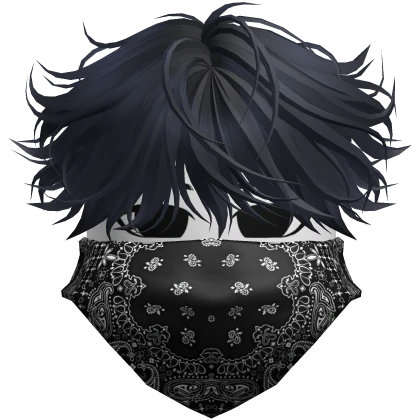 Cool Moe Boy w Mask n Messy Hair ( Navy Blue ) | Roblox Item - Rolimon's