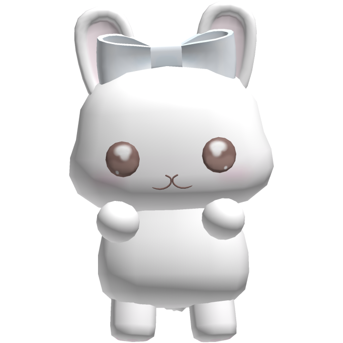 ♡ : cute white bunny plushie w/ blue bow