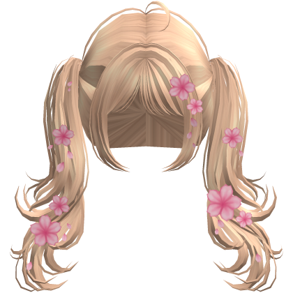 Flowy Wavy Pigtails w/ Sakura Petals (Blonde) Roblox item