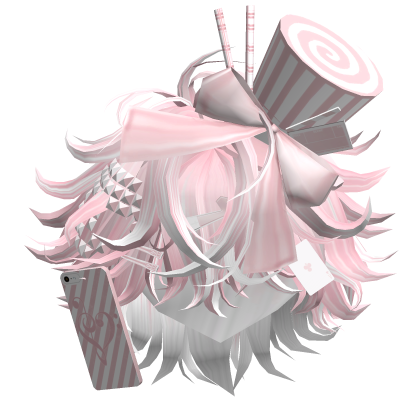 Messy Emo Magician Boy Hair (Pink&White) Roblox item