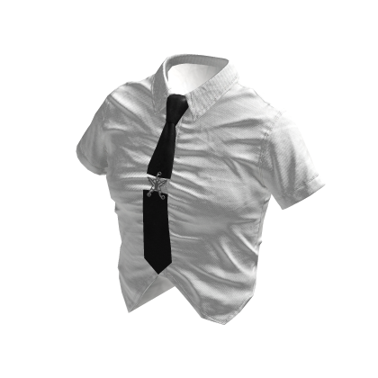 White Suit Top with Black Tie 🫐