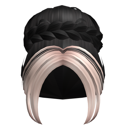 Two-tone Messy Braided Preppy Bun Black & Blonde Roblox item