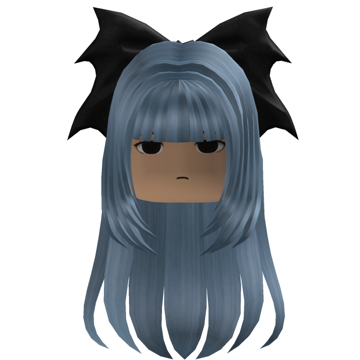 Long Straight Hair w/ Bow (Blue)