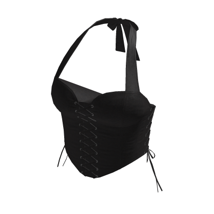 Lace-Up Halter Corset Top (Black)