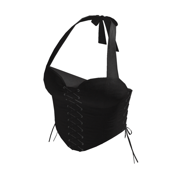 Lace-Up Halter Corset Top (Black)