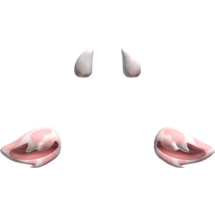 Furry Cow Ears & Horns | Pink & White Dots Roblox item