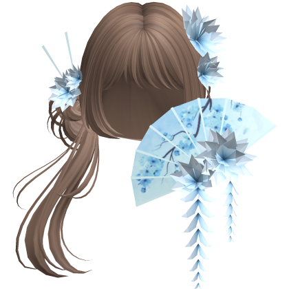 Side Ponytail w/ Cherry Blossoms & Fan