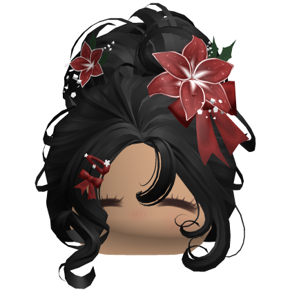 ♡ Christmas Flowery Bun Updo (Black)