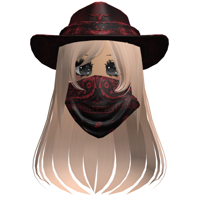 Red Cowgirl Hat with Mask + Neck Scarf