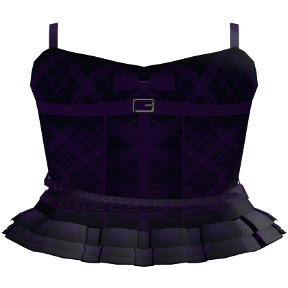Dark Purple Plaid Cutesy Corset Pleated Mini Dress