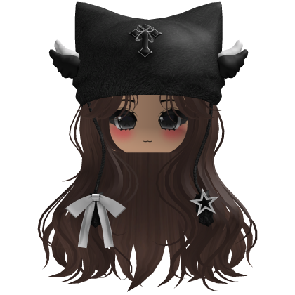 cute fluffy emo Y2K cat hair (Brown) Roblox item