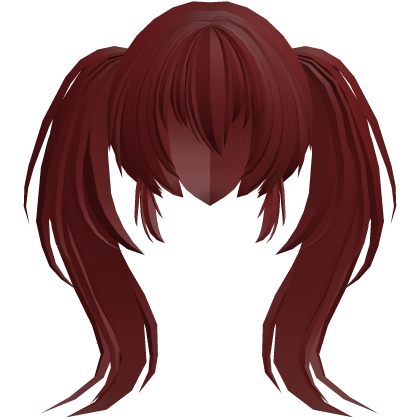 fluffy moe anime long ponytails red