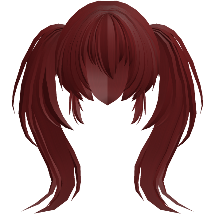 fluffy moe anime long ponytails red