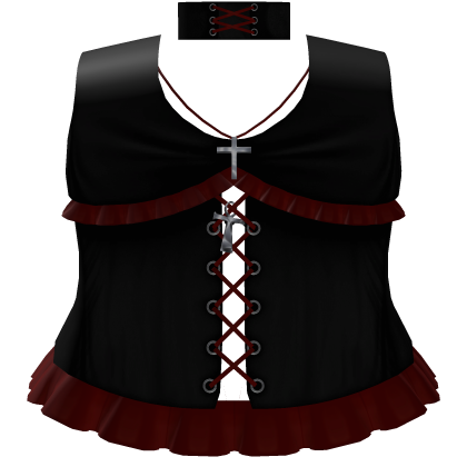 Gothic Black and Red Lace Dress Choker Necklace