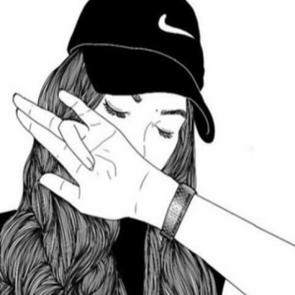 Black and White skecth picture girl drawing Roblox decal