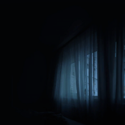 blue gloomy window