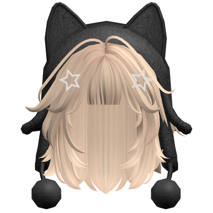 Cute wolfcut hair w/ cat ushanka(Blonde) Roblox item
