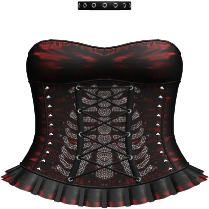 Emo Rhinestone Skeleton Dress in Red & Black