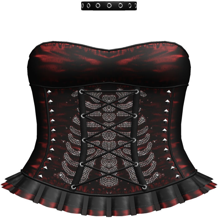 Emo Rhinestone Skeleton Dress in Red & Black