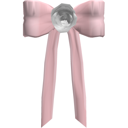 Rosette Ribbon Back Bow Pink and White