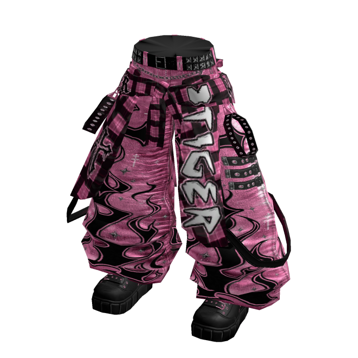 Pink & Black Cyber Baggy Jeans